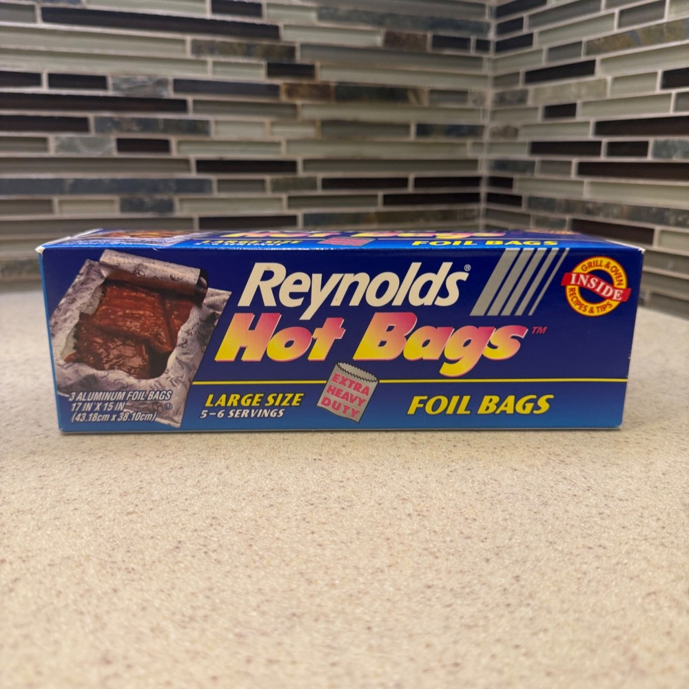 New Box Reynolds Hot Bags 3pk Large Size Aluminum Foil Bags Discontinued Vintage